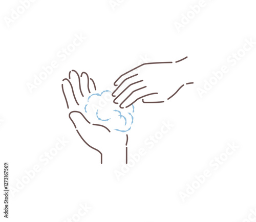 手で泡立てるイラスト　ベクター
