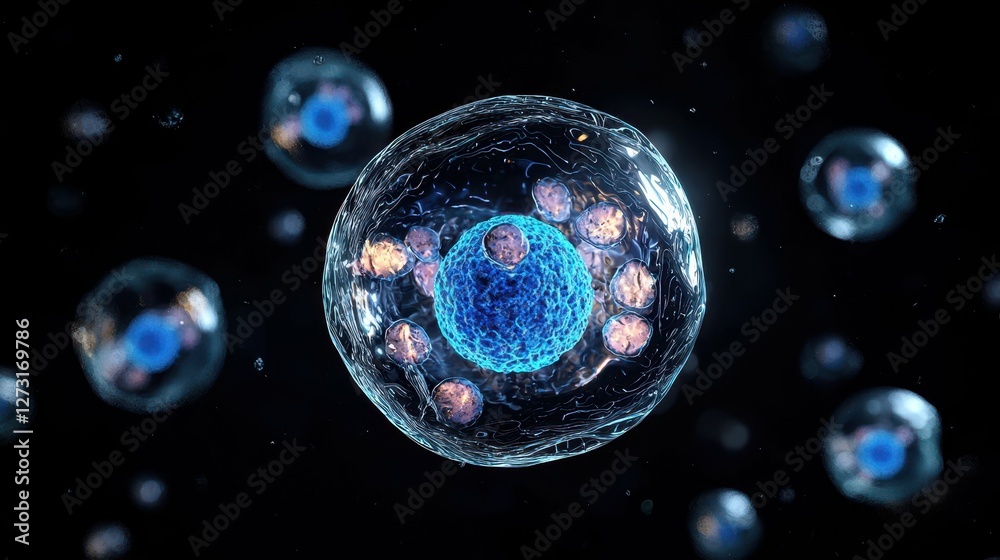 Fototapeta premium Microscopic Cell Structure Showing Nucleus and Cytoplasm Detail