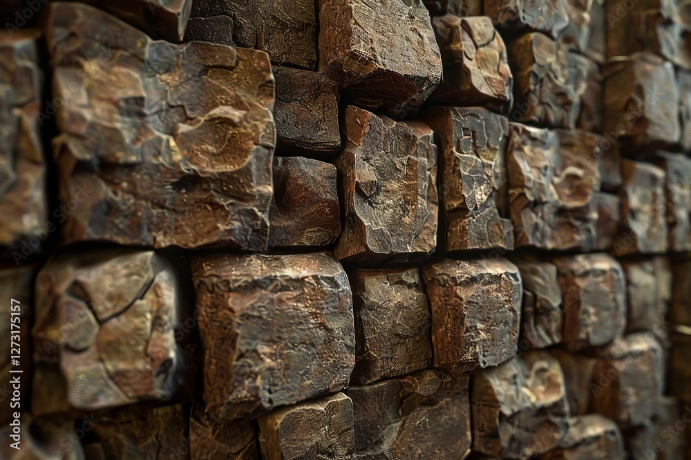 Fototapeta premium Old stone wall with irregular limestone bricks and weathered texture. Natural rock masonry with moss and lichen growth.