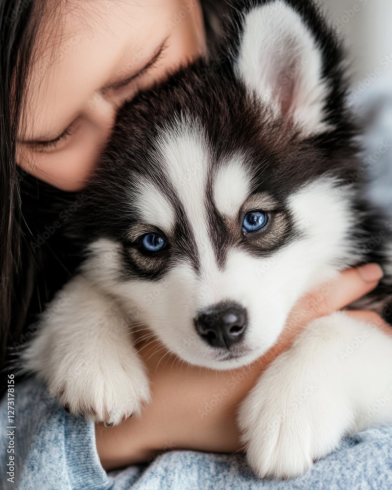 Adorable puppy cuddle with woman: heartwarming companionship, love, and joyful connection for pet lovers Adorable puppy cuddle with woman: heartwarming companionship, love, and joyful connection for pet lovers