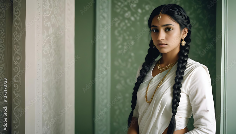 Fototapeta premium Young Woman In Traditional Indian Attire
