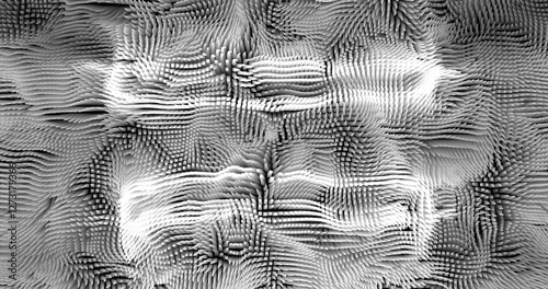 In shades of grey abstract texture created with Gradient flow and 3D structure imitate the movement of liquid or wind. Vibrant colors, volumetric waves and digital noise create a sense of depth and dy