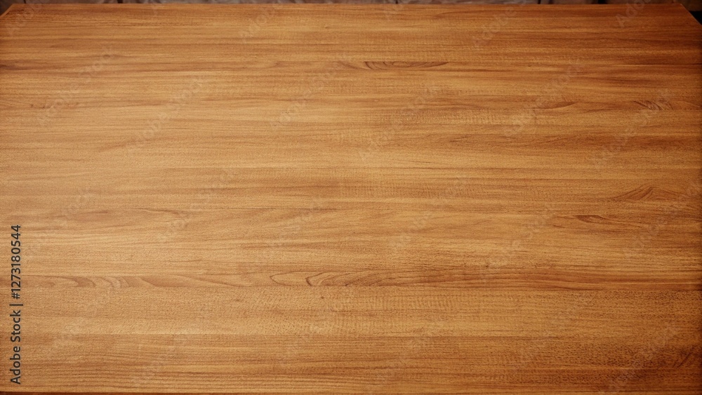 Naklejka premium Overhead view of light brown wooden table