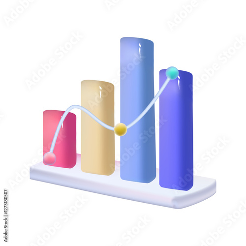 3d illustration render full colour graphic chart. icon vector illustration