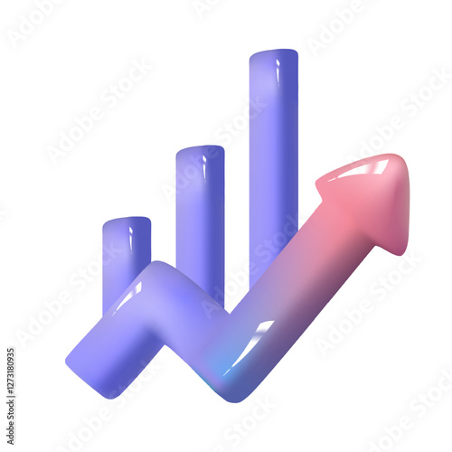 3d illustration render full colour graphic chart. icon vector illustration