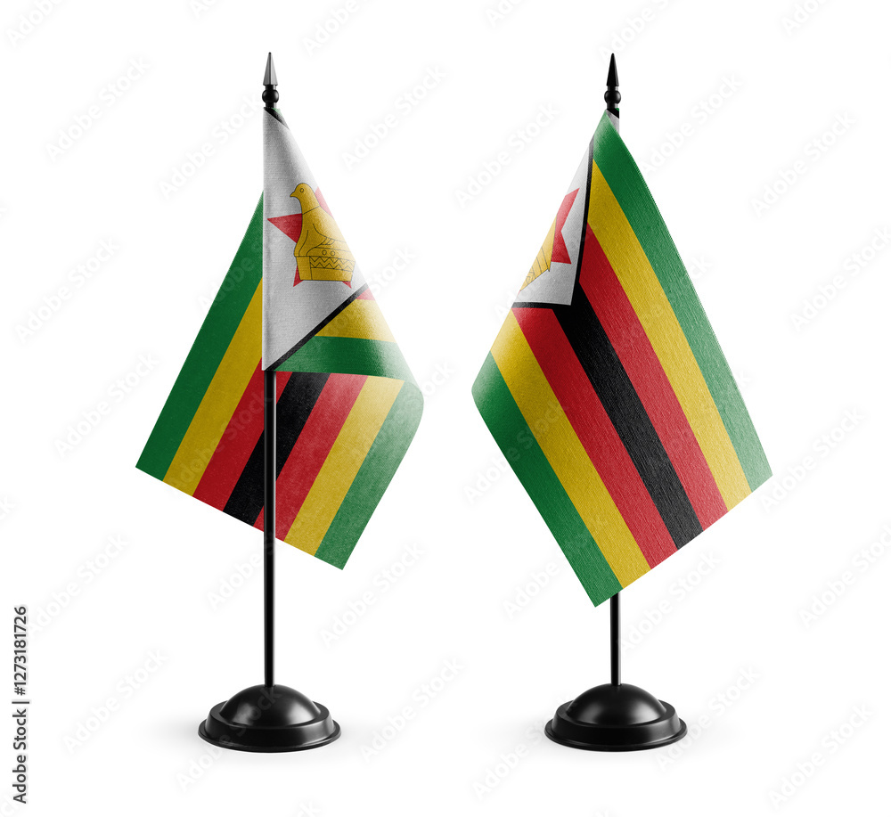 Small national flags of the Zimbabwe on a white background Small national flags of the Zimbabwe on a white background