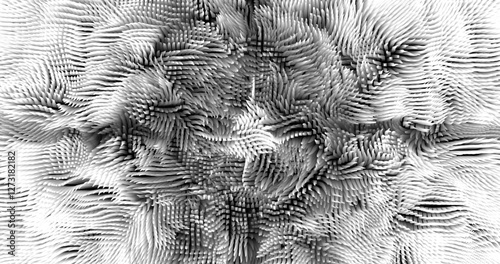 In shades of grey abstract texture created with Gradient flow and 3D structure imitate the movement of liquid or wind. Vibrant colors, volumetric waves and digital noise create a sense of depth and dy