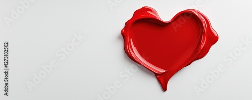 Bright Red Heart Shape Paint Blob Expressing Affection Romance and Love Artistic Expression photo