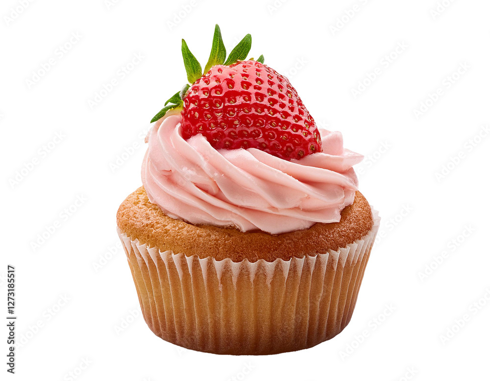delicious strawberry cupcake, isolated on transparent background, best photography for patisserie packaging and catalogue delicious strawberry cupcake, isolated on transparent background, best photography for patisserie packaging and catalogue
