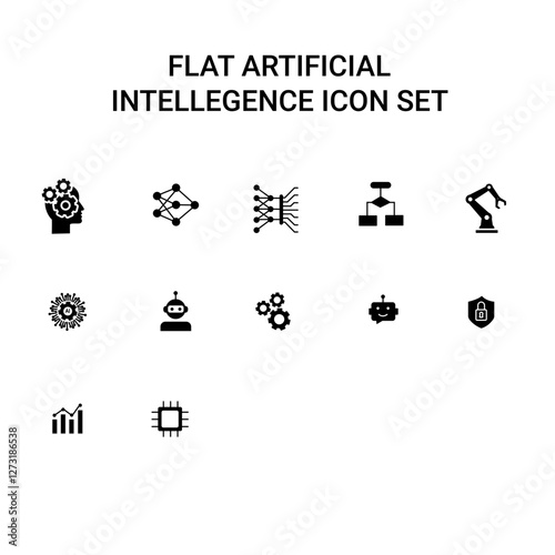 Flat artificial intellegence icon set