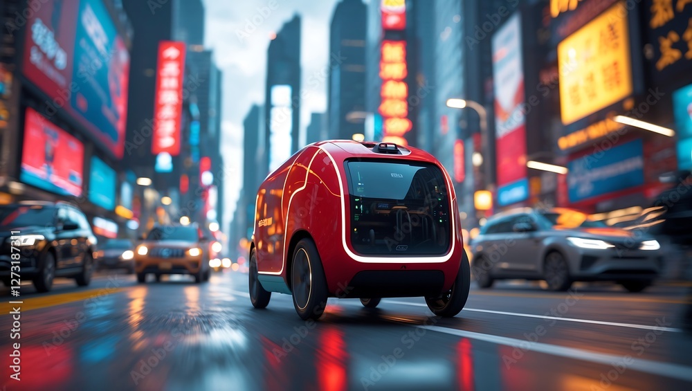AI-Powered Smart Delivery Robot in Neon City with High-Tech Logistics 8K AI-Powered Smart Delivery Robot in Neon City with High-Tech Logistics 8K