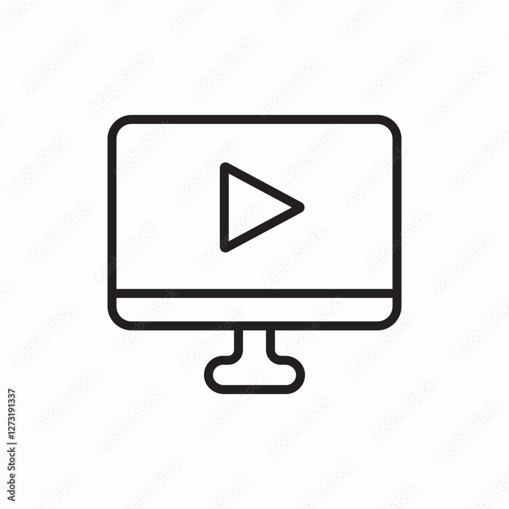 monitor play video icon vector sign monitor play video icon vector sign