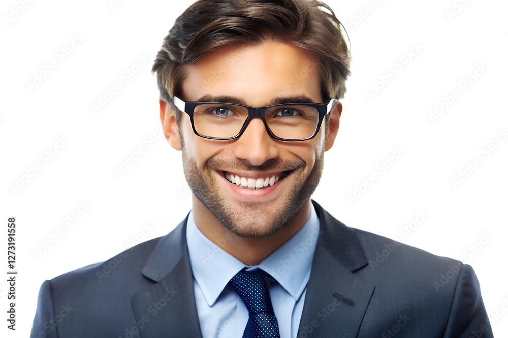 Portrait of a handsome, smiling businessman wearing glasses, isolated on white background Portrait of a handsome, smiling businessman wearing glasses, isolated on white background