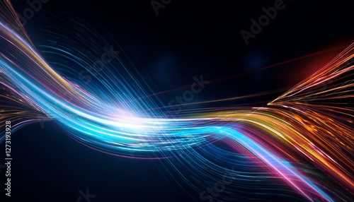 Dynamic abstract background of wires with smooth smoke trails and vibrant speed visualizatio photo