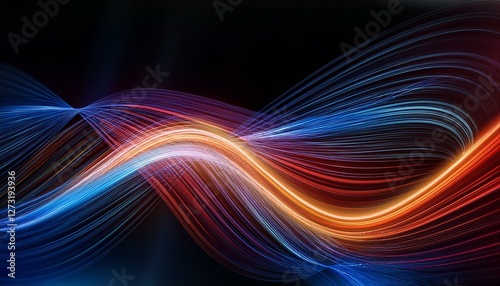 Dynamic abstract background of wires with smooth smoke trails and vibrant speed visualizatio photo