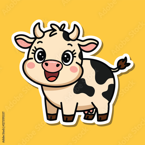 Wallpaper Mural Cute Kawaii Baby Cow Cartoon – Adorable Farm Animal Vector Illustration Torontodigital.ca