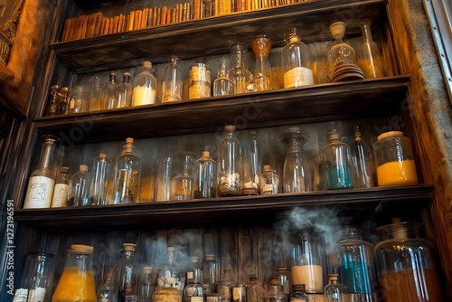 Wallpaper Mural An apothecary's shelves filled with colorful potions, bottles, and mysterious ingredients. Torontodigital.ca