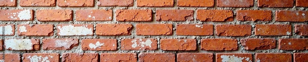 Obraz premium Worn brick wall with peeling plaster and exposed red bricks, natural, plaster