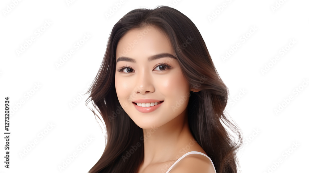 Asian Woman Smiling with Flawless Glowy Skin with Copy Space Isolated on PNG Transparent Background
Asian Woman Smiling with Flawless Glowy Skin with Copy Space Isolated on PNG Transparent Background