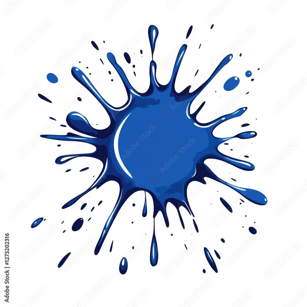 Fototapeta premium Vibrant blue paint splash isolated on white background for creative design concepts