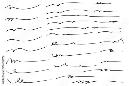 手描きの文字の下の線　アンダーラインセット　ベクター
