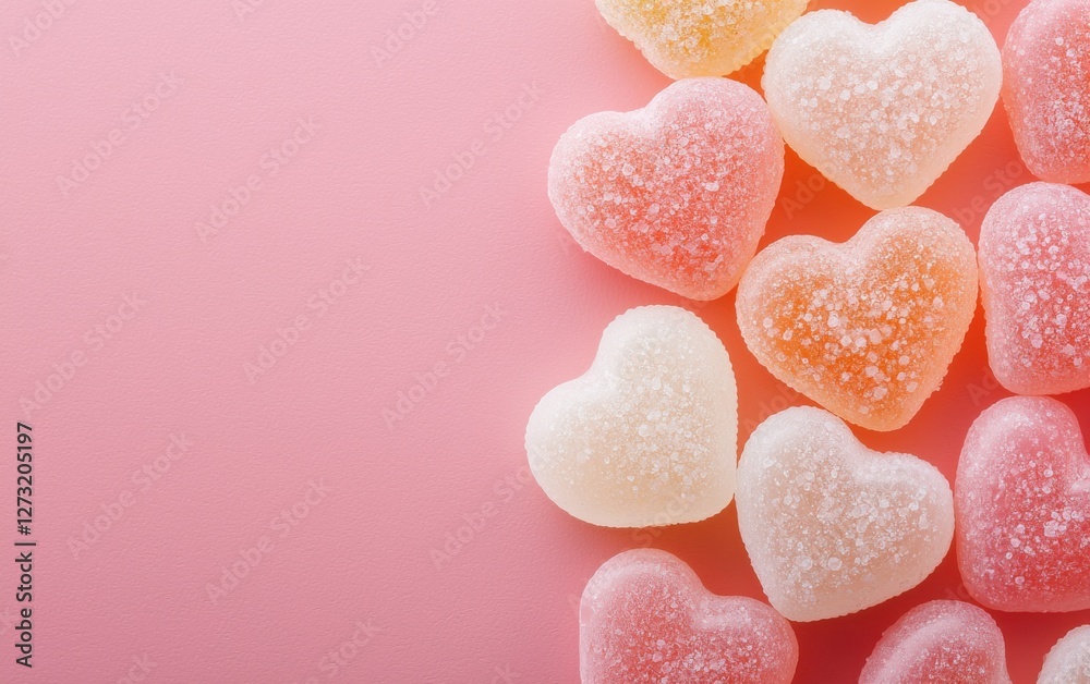 Fototapeta premium Delightful heart-shaped gummies studio setting food photography sweet environment aesthetic view love concept