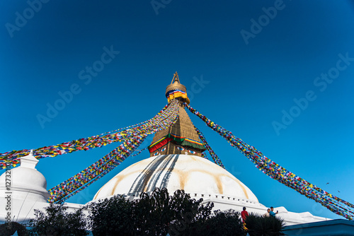 Morning view of Baudhanath stupa photo