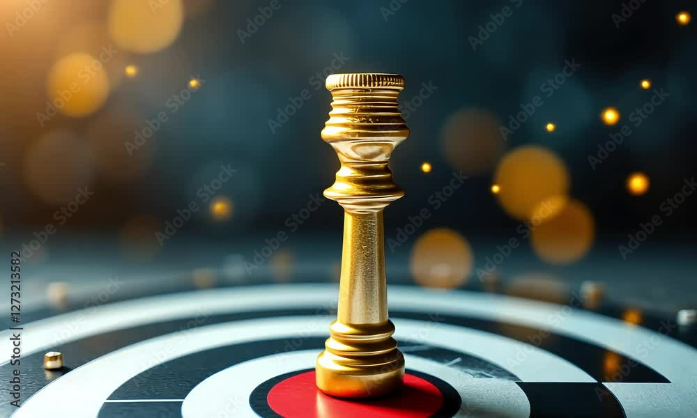 Golden Chess Piece on Target: Achievement and Success