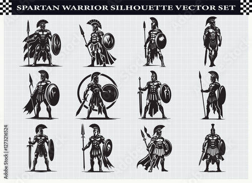 Spartan Warrior Silhouette Vector Set