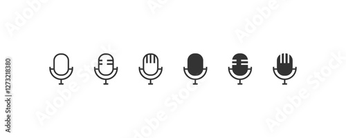 Set of Microphone Icons in Different Styles Vector