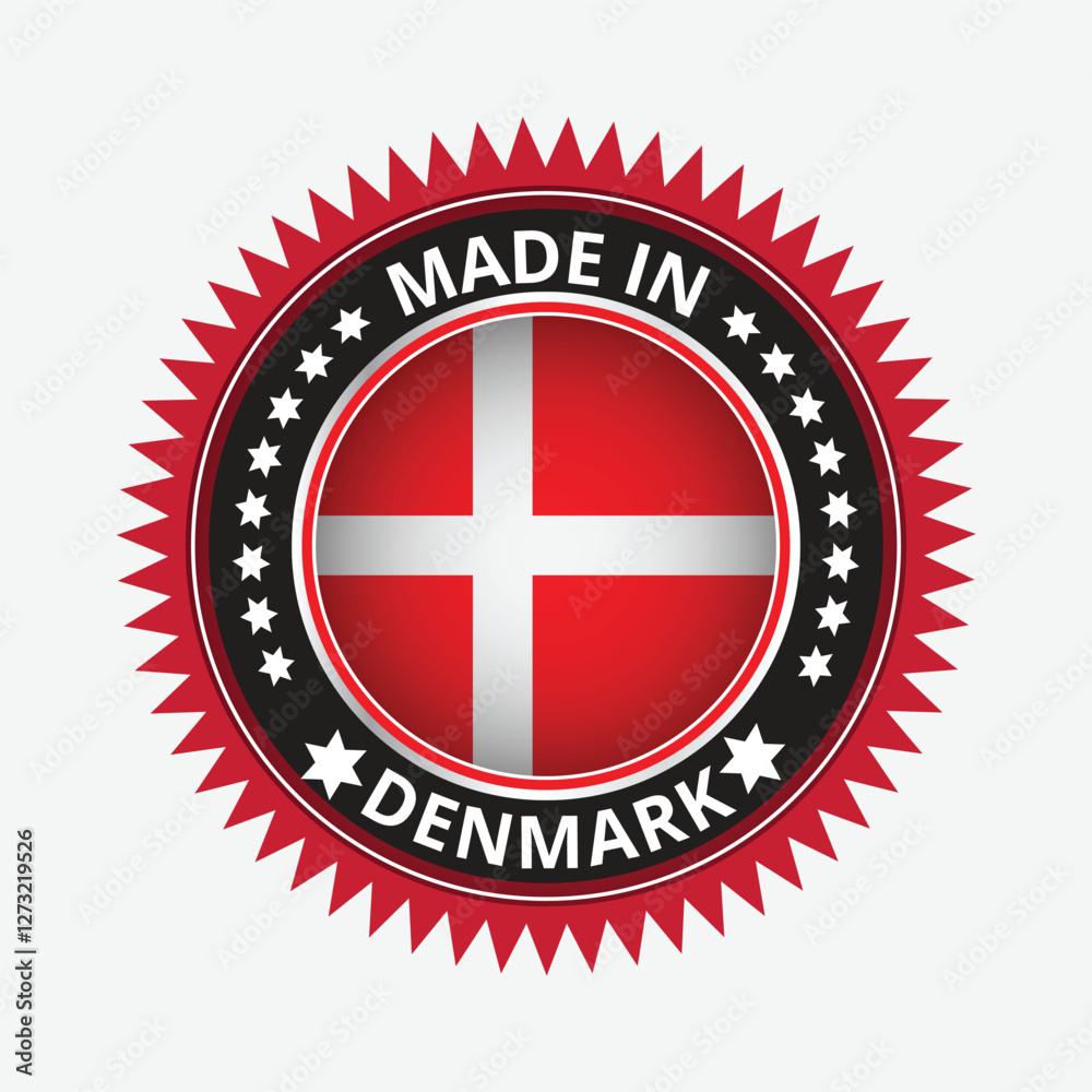 Obraz premium Guarantee and made in Denmark tag icon vector
