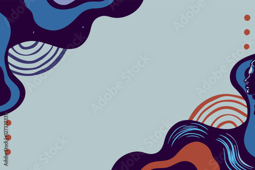 Abstract Blue Terracotta Art Print: Elegant Flowing Shapes.