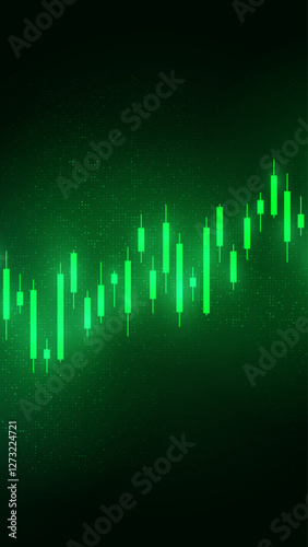 Trade line graph on gradient background, line chart diagram financial chart. Stock market graph trading chart for business and finance. Portrait view of stock graph.
