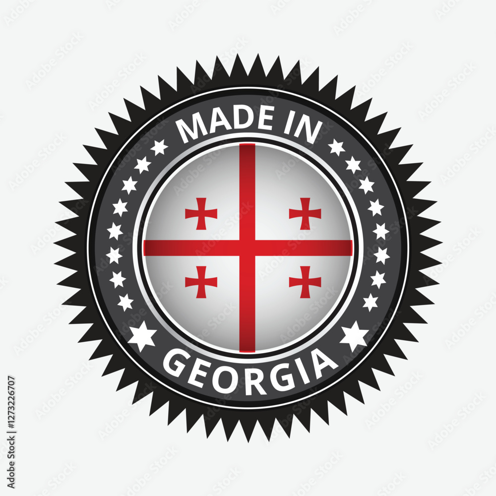 Fototapeta premium Guarantee and made in Georgia tag icon vector