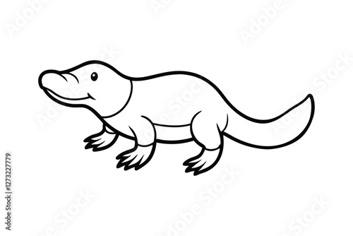 A cute platypus line art vector style illustration3.eps photo