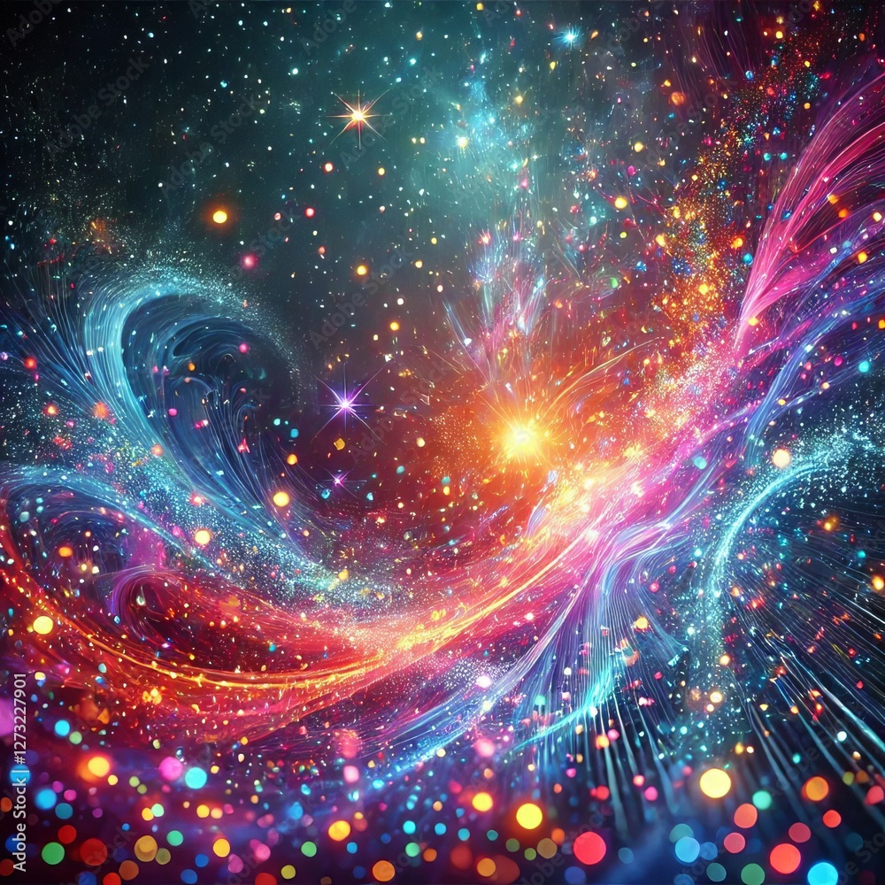 Fototapeta premium Particle Trail Particles leave a trail behind them as they move