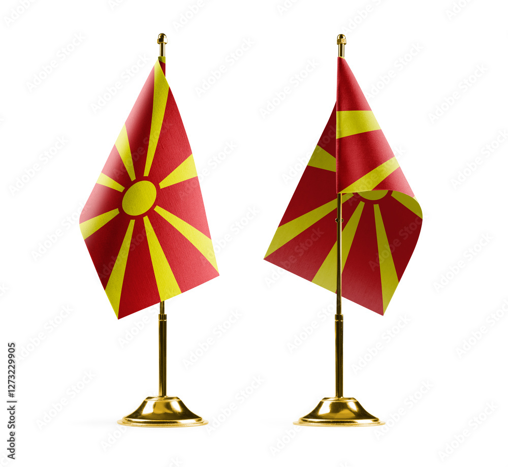 Small national flags of the Macedonia on a white background Small national flags of the Macedonia on a white background