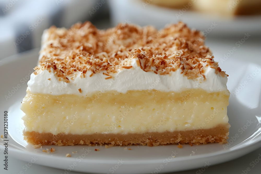 Creamy Coconut Dessert Slice Photo Creamy Coconut Dessert Slice Photo
