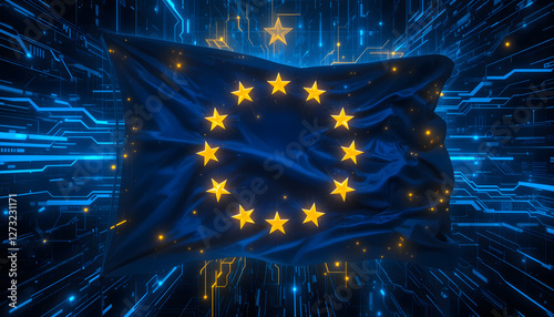 European Flag in a Digital Cyber World