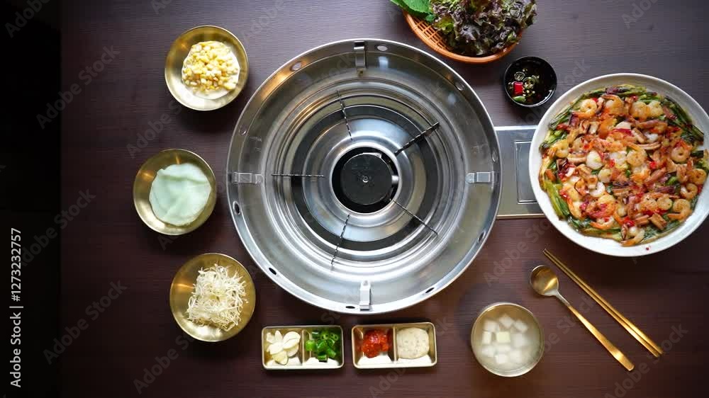 side dishes and stir-fry on the table