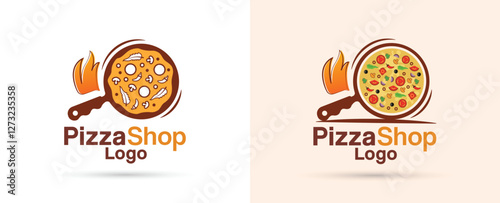 Pizza shop vector logo design