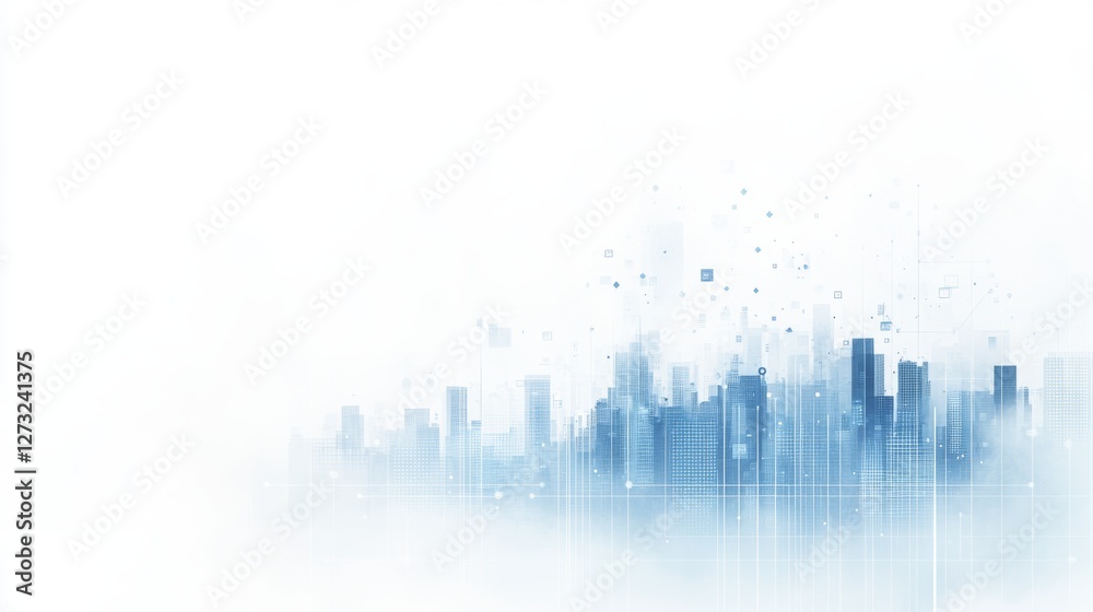 Modern urban architecture with digital blue background Modern urban architecture with digital blue background