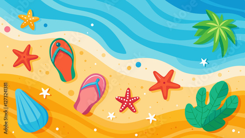 Beach Vacation Vibes Tropical Shore Digital Artwork Sunny Environment Aerial View Relaxation and Fun