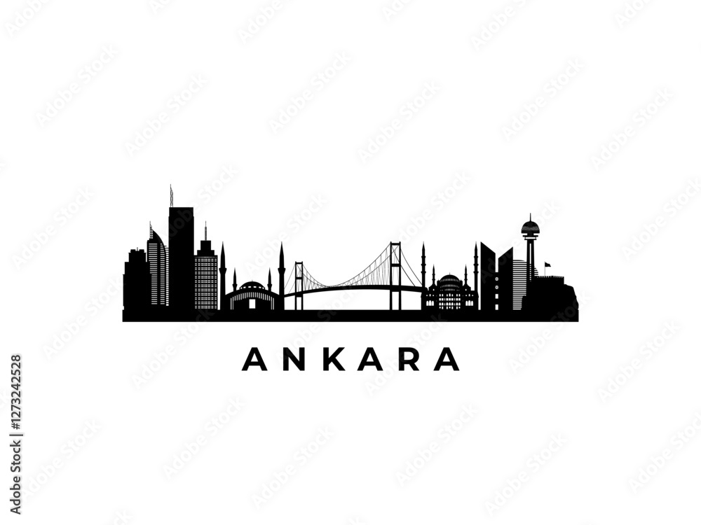 Naklejka premium Vector Ankara skyline. Travel Ankara famous landmarks. Business and tourism concept for presentation, banner, web site.
