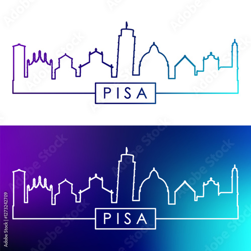 Pisa skyline. Colorful linear style. Single line. Editable vector file.
