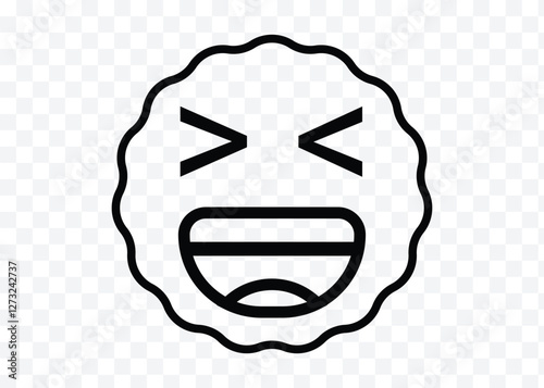Angry face emoticon, mad expression icon, black line art, emoticon face