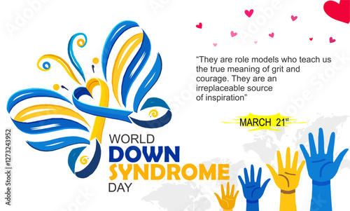 World Down Syndrome Day on 21 March . Greeting card, poster, flyer and Banner, background design.