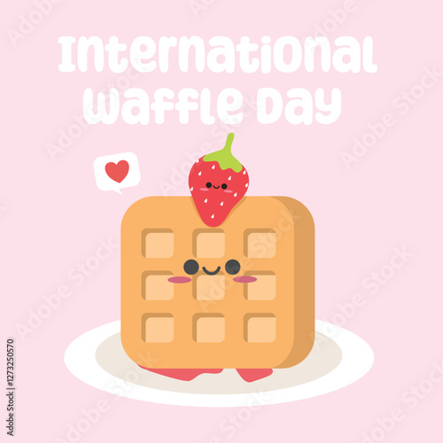 International waffle day vector design for celebration. Suitable for background, template, social media, poster, flyer design, flat illustration, banner, etc
