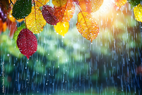 Autumn Rain Leaves Illustration