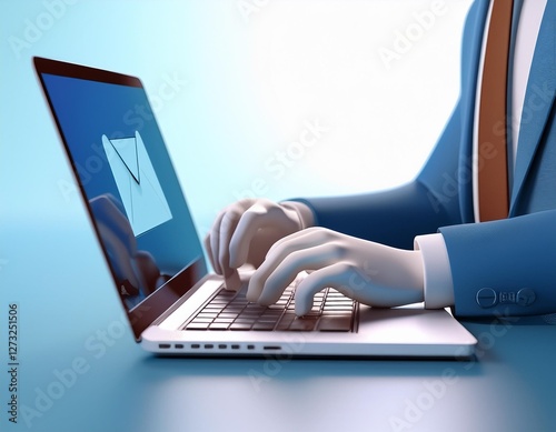 Businessman Sending Email via Laptop: Leveraging Online Networks and Internet Communication for Professional Connectivity